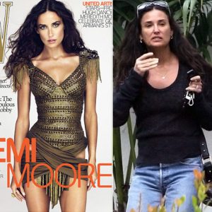 Demi Moore with and without Photoshop